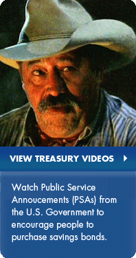 View Treasury Videos: Watch Public Service Announcements (PSAs) from the U.S. Government to encourage people to purchase savings bonds.